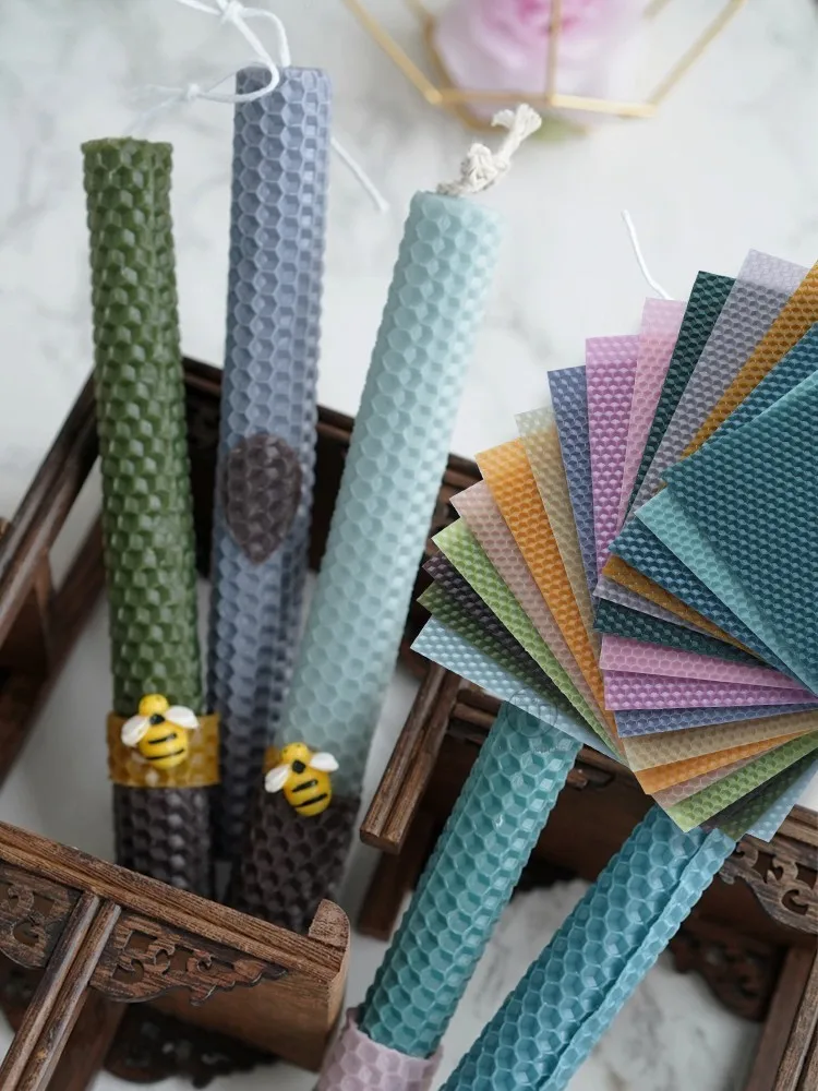Color Beeswax DIY Candle Making Materials 20x20cm 10 Pieces