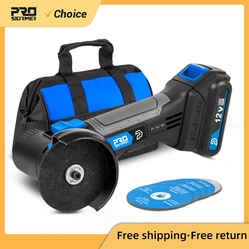 Угловая шлифовальная машина Prostormer, 12 В, беспроводная, 18500 об/мин