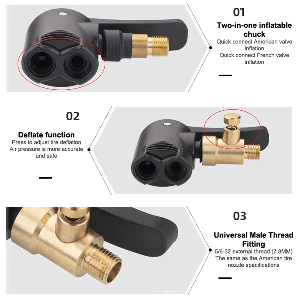 Bicycle Air Nozzle Brass Portable Inflatable Pump Bike Tire Air Chuck Valve Connector Adapter Bicycle Tyre Wheel Valve Part bicycle air nozzle bicycle valve adapter bicycle air valve bicycle valve bicycle valve accessories