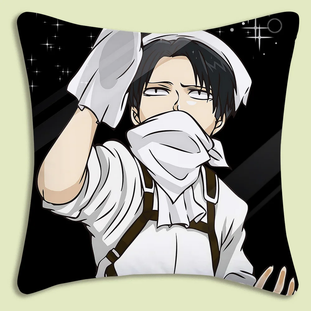Levi Ackerman Attack On Titan Pillow Covers Cartoon Sofa Decorative Home Double-sided Printing Short Plush Cute Cushion Cover 5