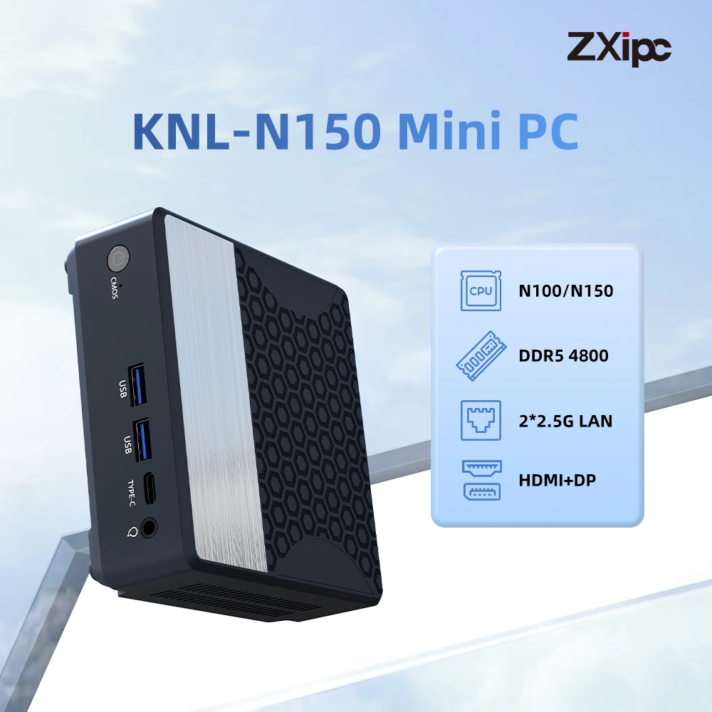 ZXIPC N150 N100 Mini PC Windows 11 Pro DDR5 4800Mhz 512GB