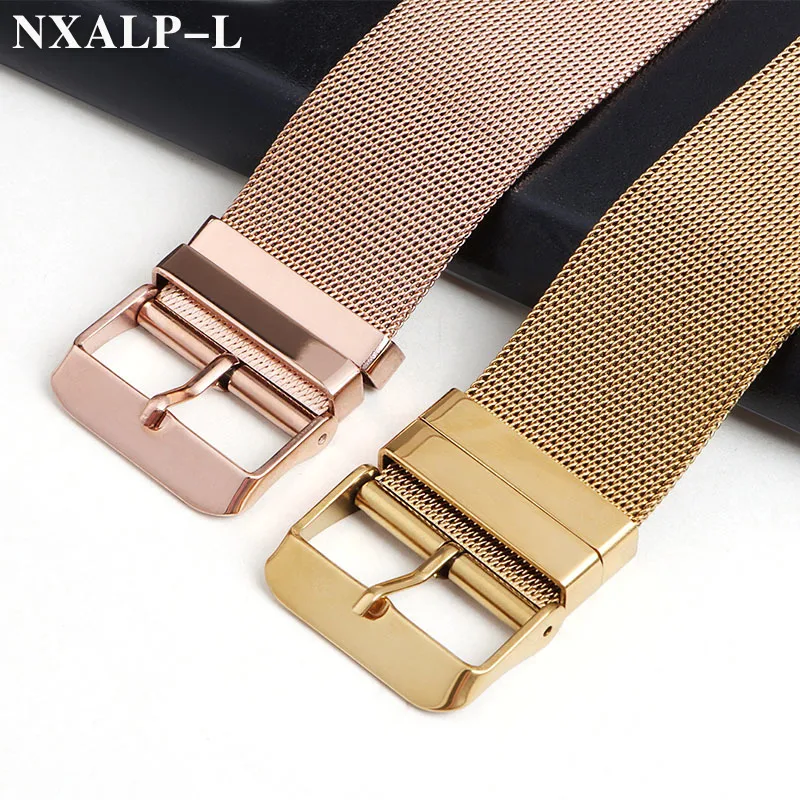 Elegant Mesh Milanese Stainless Steel Watchband - Quick Release in Black & Rose Gold