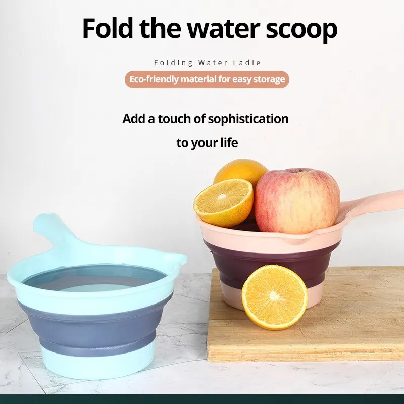 Folding Water Ladle Hangable Plastic Water Bathroom Shampoo Kitchen Bath Spoon plastic water ladle Home Kitchen Spoon 1pc