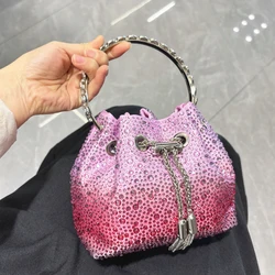 Elegant Rhinestone Evening Clutch Bag - Luxury Designer Crystal Shoulder Handbag (Red pink)