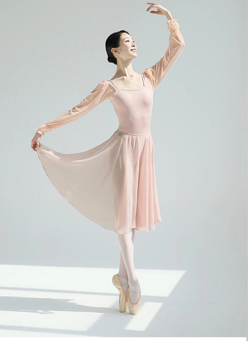 Ballett-Übungsanzug Tanzanzug Gymnastikanzug Tüllrock für Erwachsene Damen Grundausbildung Ballettrock Strumpfhose – Detail 10