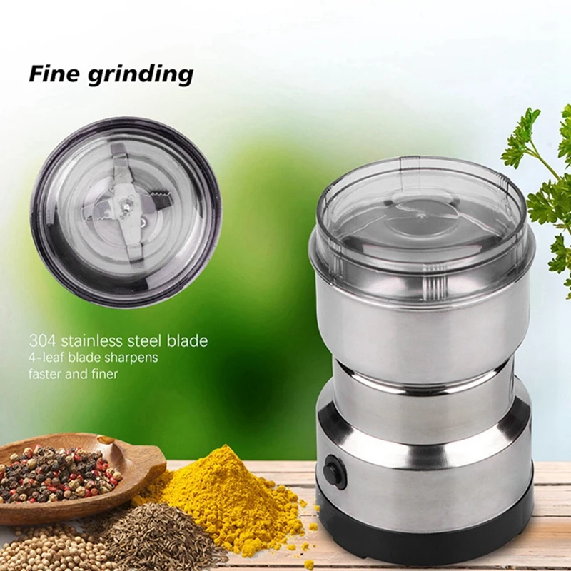 1 Piece Coffee Grinder Electric Portabl Bean Grinding Machine Stainless Kitchen Grain Chopper EU Plug