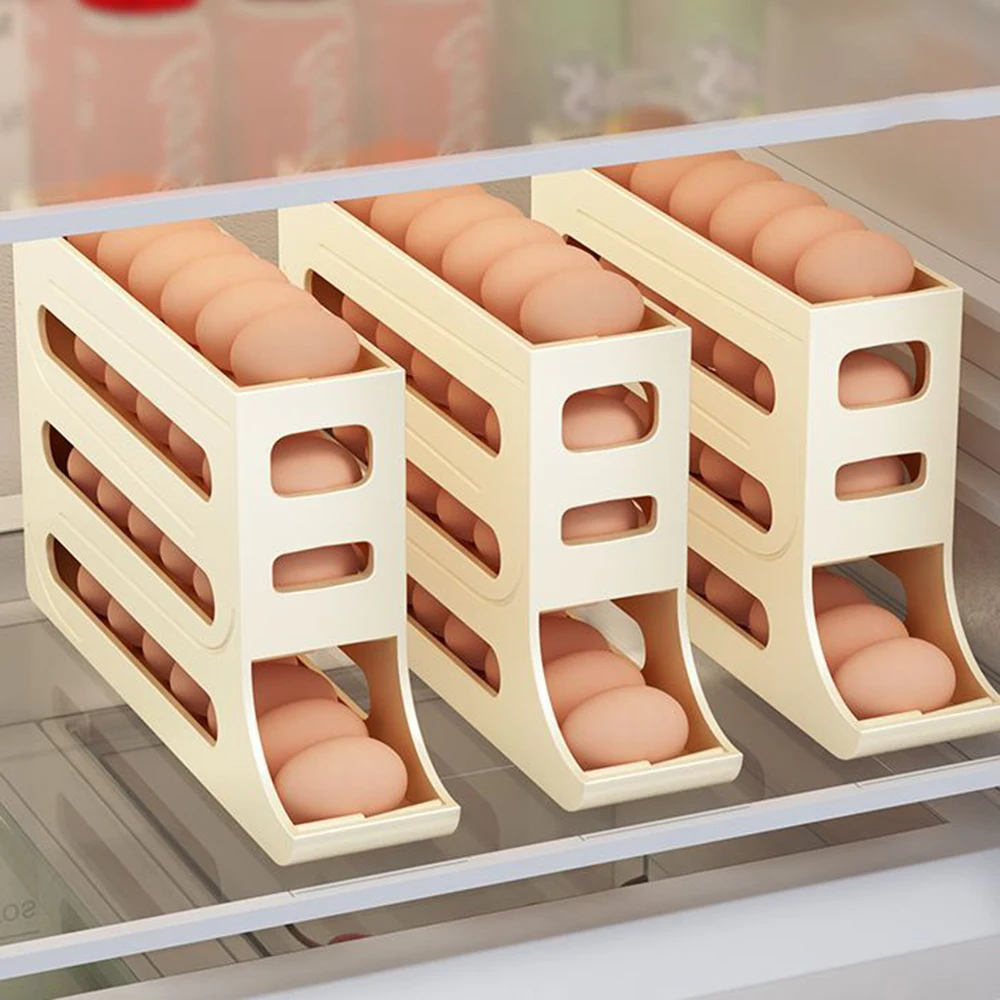 

Автоматическая скользящая коробка для хранения яиц, компактная полка для хранения яиц в помещении