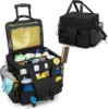 LoDrid Rolling Cleaning Caddy with Lid, Cleaning Supplies Organizer with Detachable Trolley, Cleaning Caddy Cart on Wheels with 1