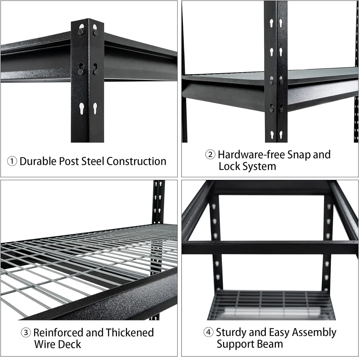 The Atlas 72" W Heavy Duty Garage Shelving Load 8000 Lbs, 4 Tier Metal Storage Shelves, Adjustable Industrial Steel Rack 6