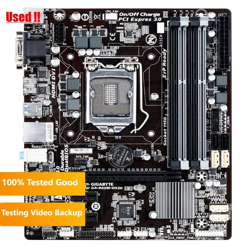 Carte Mère Gigabyte GA-B85M-D2V-SI, LGA1150, DDR3, MicroATX, Occasion
