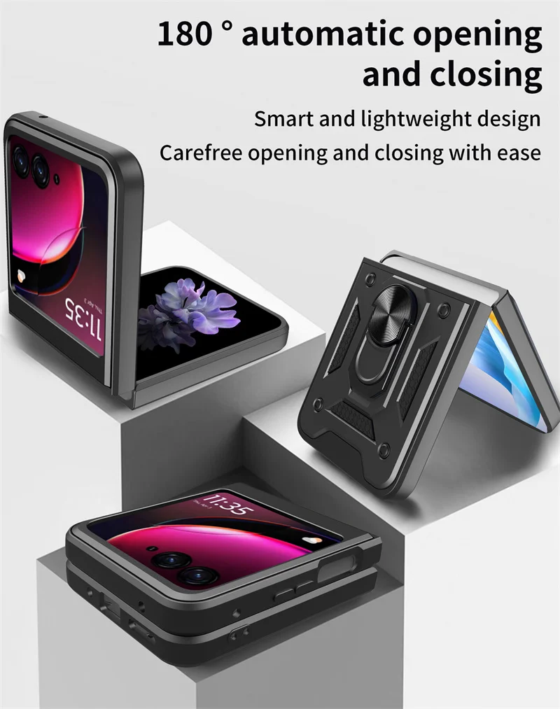 Per Motorola Razr 40 Ultra Razr 40 Ultra Slide Window Lens Protect Armor Phone Case Per Moto Razr Plus 2023 Holder Ring Cover