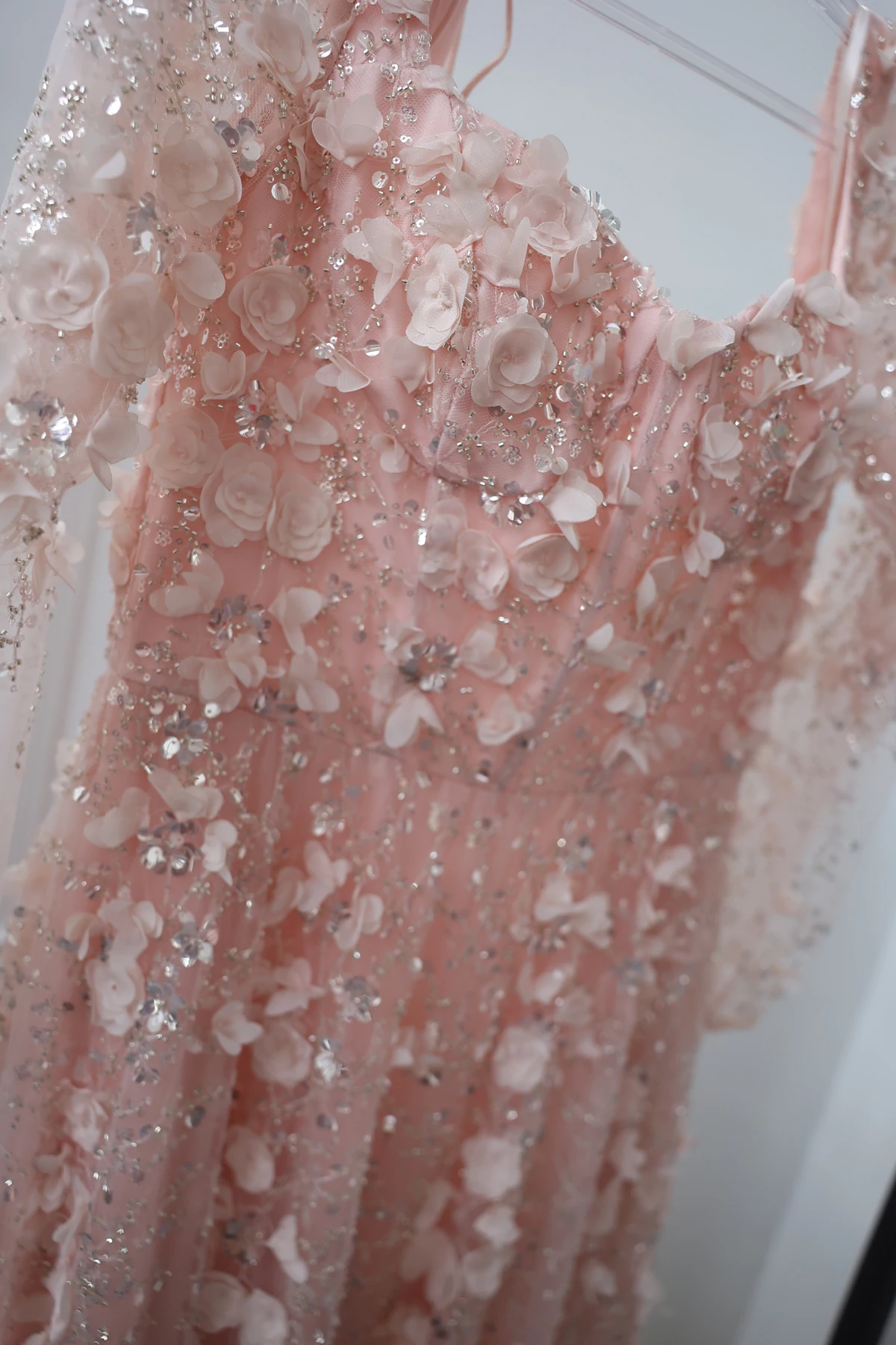 Dreamy Vow Elegant 3d Flowers Pink Luxury Dubai Evening Dress With Ove