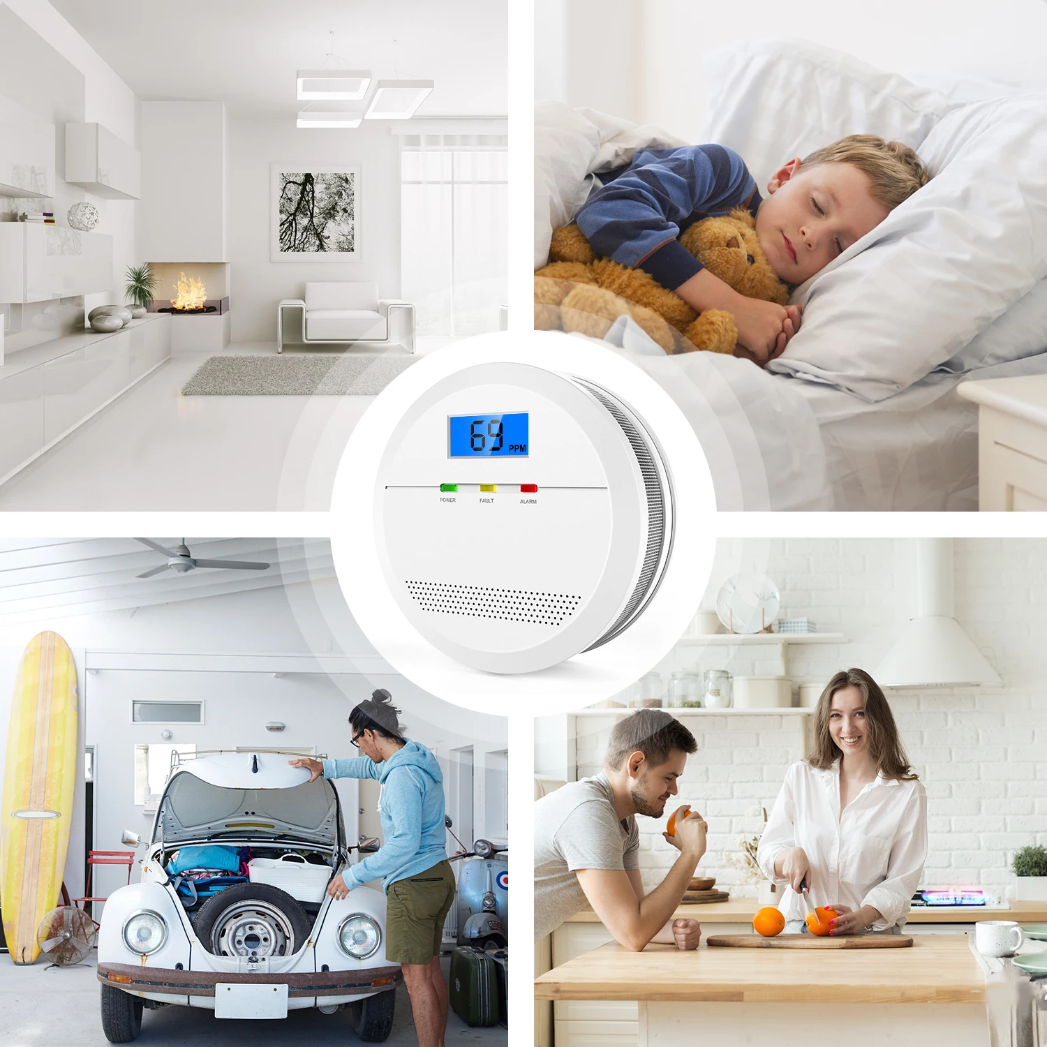 CPVAN Independent Wireless CO Alarm Sensor Carbon Monoxide Alarm Detector Warning LCD Display For Home Security Protection
