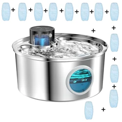 Stainless Steel Wireless Automatic Pet Drinking Fountain with Motion Sensor (Pet Water 12chip)