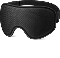 Luxurious 3D Breathable Blackout Sleep Mask - Ultra - Soft & Adjustable for Travel and Nighttime Rest (Black)