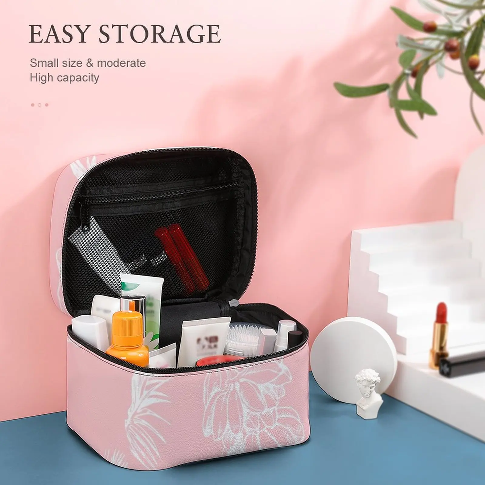 Custom Pattern Makeup Bag Pink Print Travel Makeup Bag Women Multifunction Cosmetic Bag Toiletries Organizer Storage Wash Bag