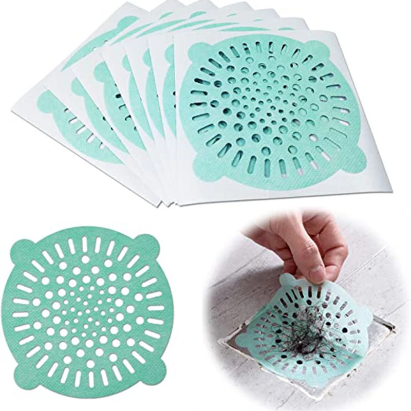 

10pcs Disposable Bathroom Sewer Drain Outfall Sink Hair Strainer Stopper Sticker Kitchen Supplies Anti-Blocking Strainer