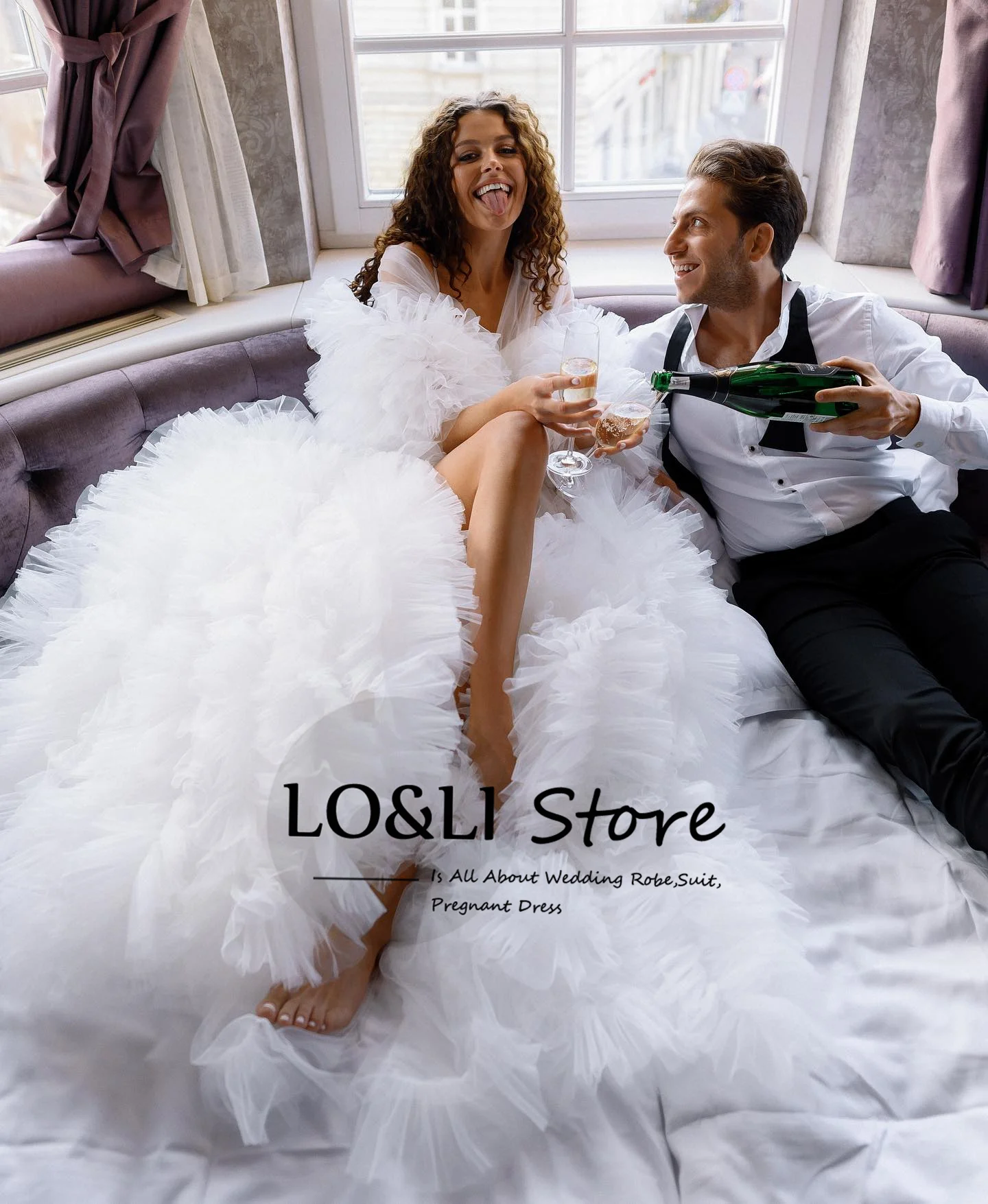 

Luxury Puffy Tulle Bridal Robe For Women Custom Made Wedding Robe Ruffles Long Dress Boudoir Party Gown Vestidos Free Shipping