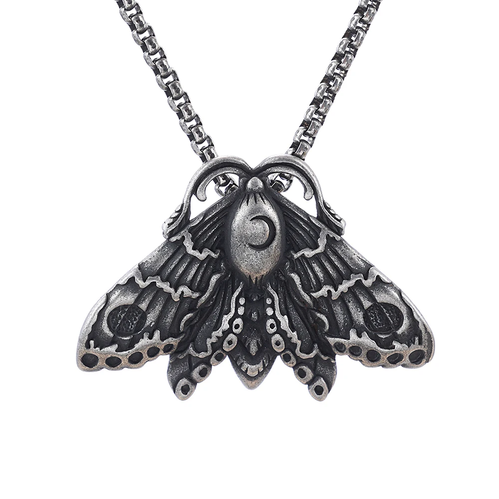 Collana Pendente Teschio Farfalla Punk - Acciaio Inox, Stile Retro, Per Uomini E Donne - Gioiello Moda