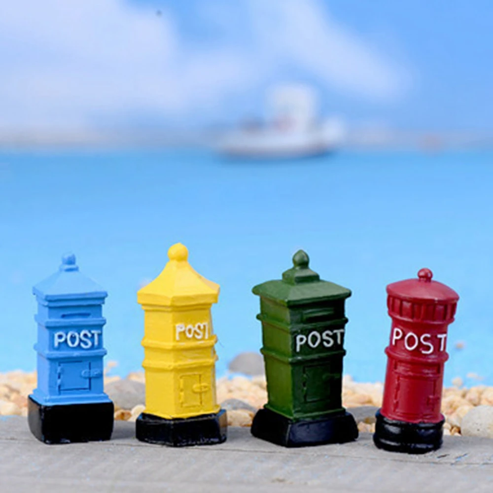 LovelyMiniPostboxFigurinesRetroMiniatureMailBoxStatues