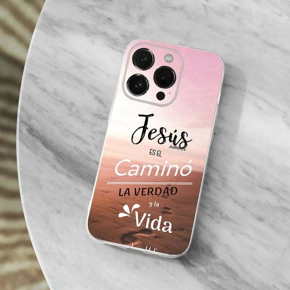 Inspirational Spanish Bible Verse Transparent Phone Case