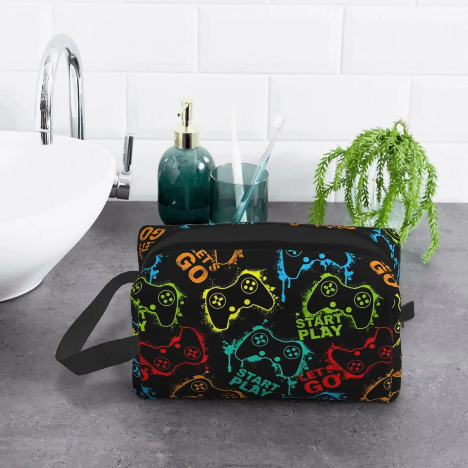Game Controller Video Gamepad pattern Cosmetic Bags Portable Makeup Bag for Travel Toiletry Bag Accessories Organizer Pouch 2