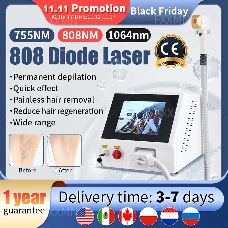 Professional Safety Style Salon Permanent Hair Removal Machine 3 wavelength 755 808 1064nm portable diode laser painless Device 1064nm ir laser protective googles 800 1100nm infrared safety glasses