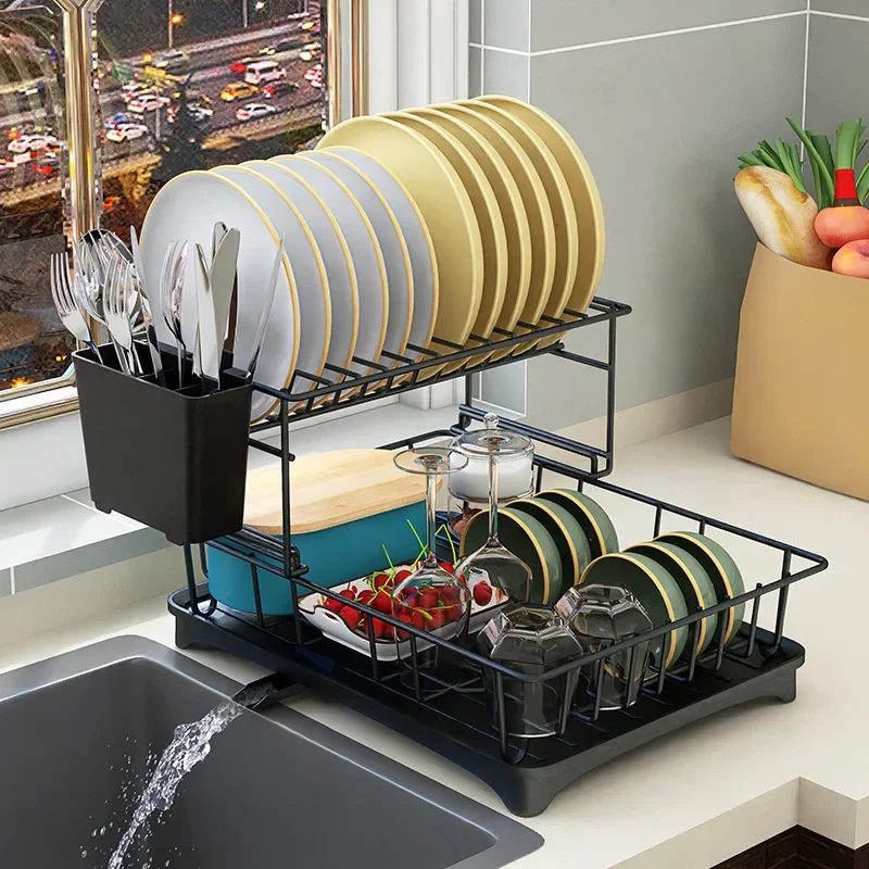 1Easylife Dish Drying Rack, 2 Pieces Large Dish Rack Drainboard Set for  Kitchen Counter, Rustproof Dish Drainers with Drainbo - AliExpress
