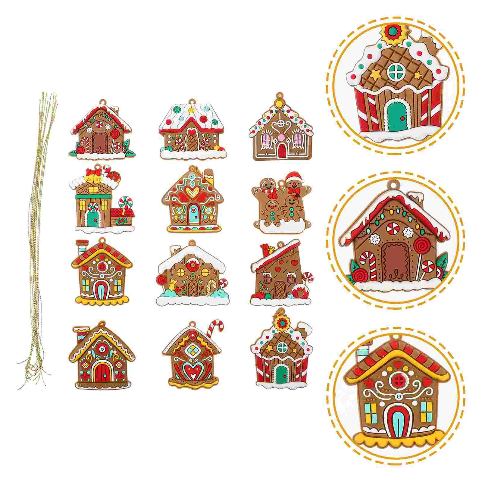 

12pcs Mini Gingerbread House Ornaments Christmas Tree Gingerbread House Decorations Hanging Gingerbread House