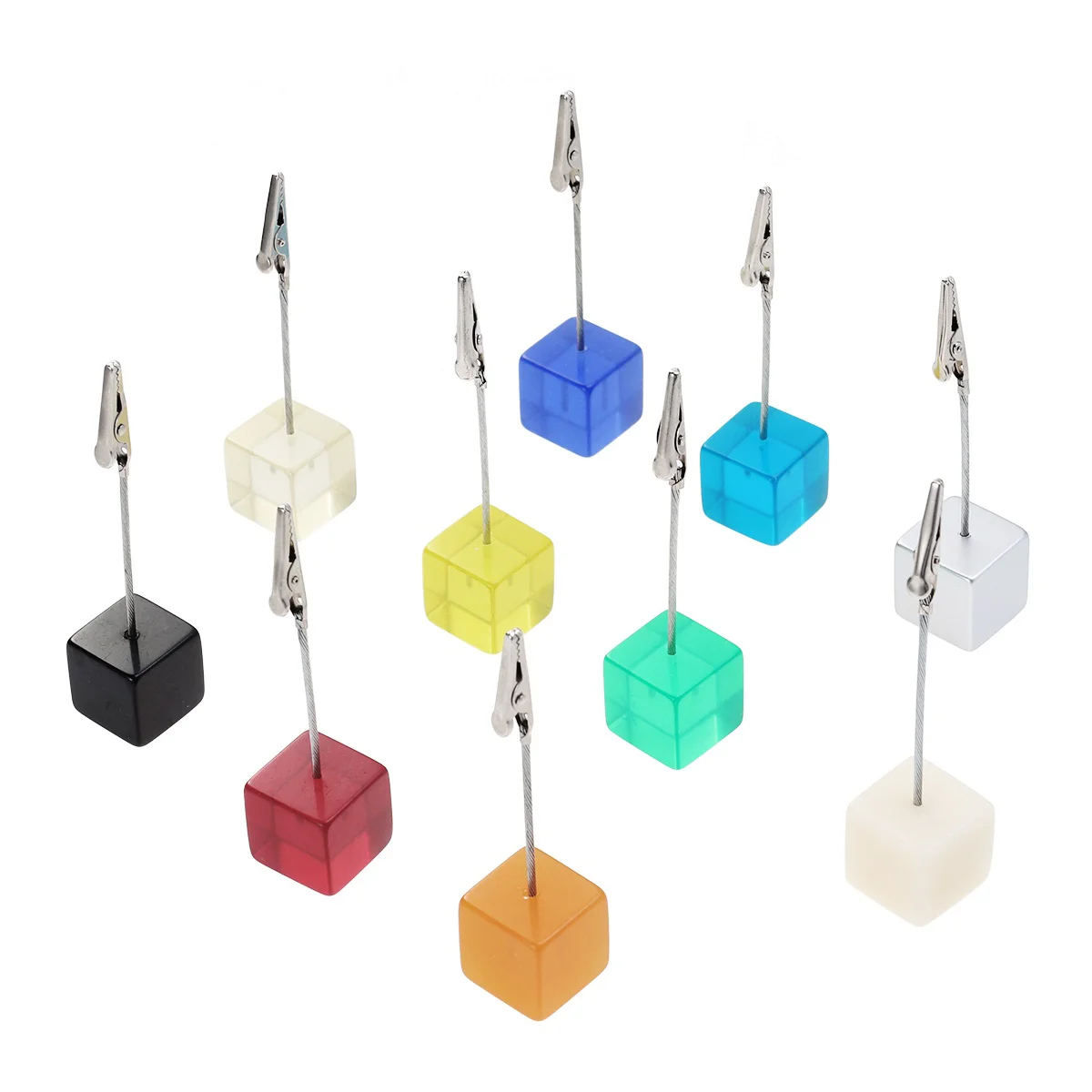 10 Pcs DIY Gift Desk Alligator Clip Cube Resin Photo Holder Memo Wedding The Clips
