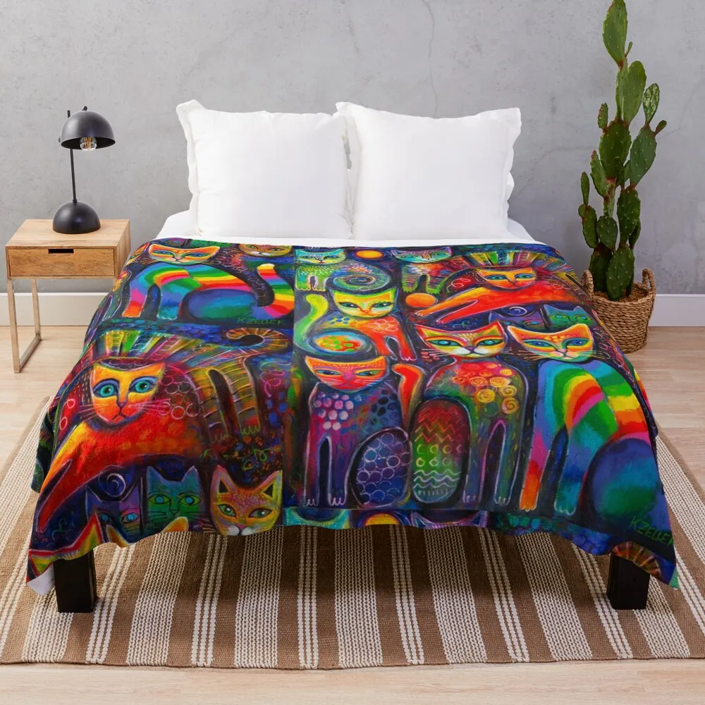 

Rainbow cats acrylics Throw Blanket Plaid bed plaid Sofas Blankets