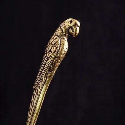 1Pc Vintage Copper Parrot Shape Tea Knife Brass all hand cone puer cake manual parrot tea opener kung fu tea accessories