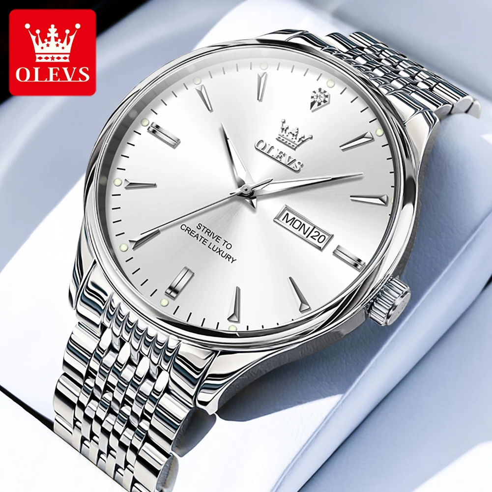 

OLEVS Top Brand Fashion Quartz Watch for Men Stainless Steel Waterproof Original Men's Watches Luxury Business Wrist Watch Men