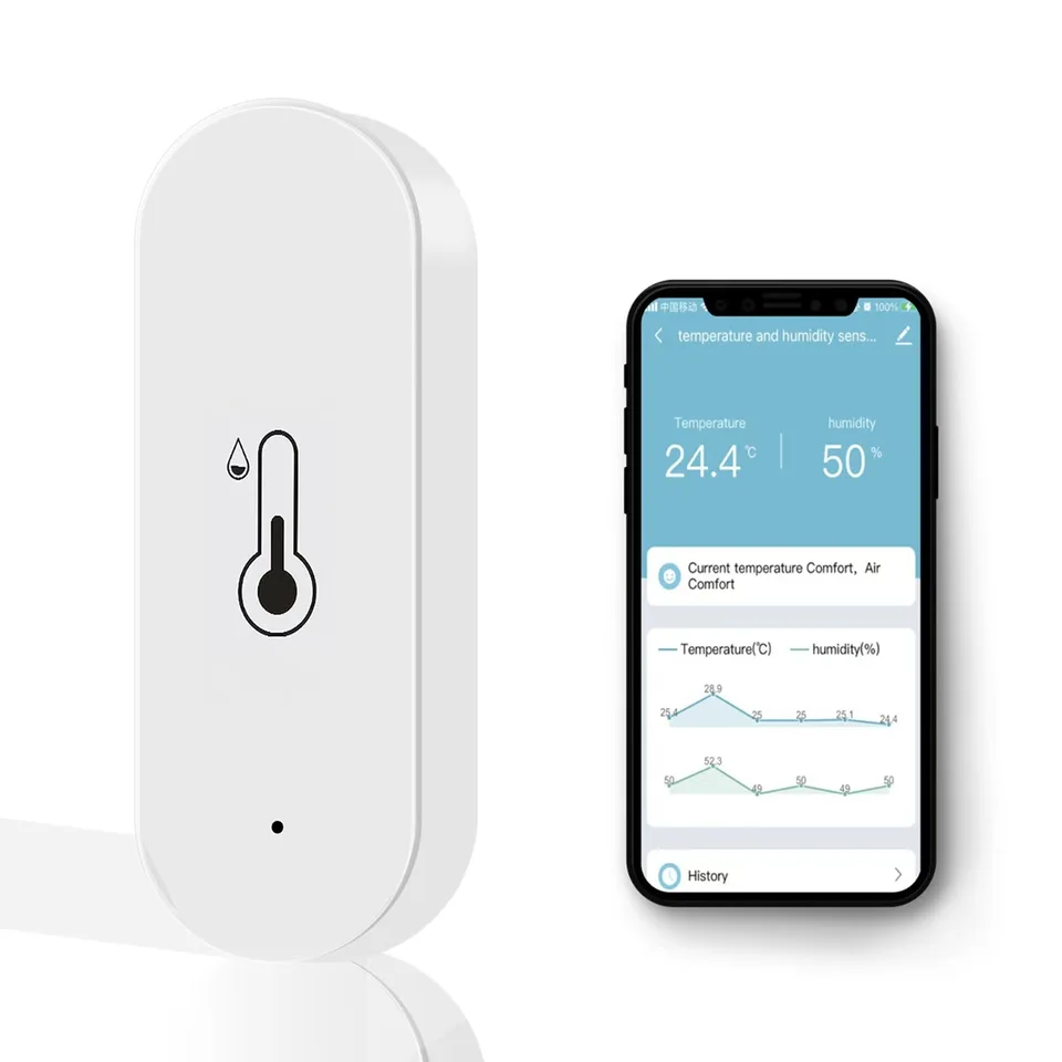 WiFi Smart Temperature And Humidity Sensor Battery Smart Home Security Work With Alexa Google Home
