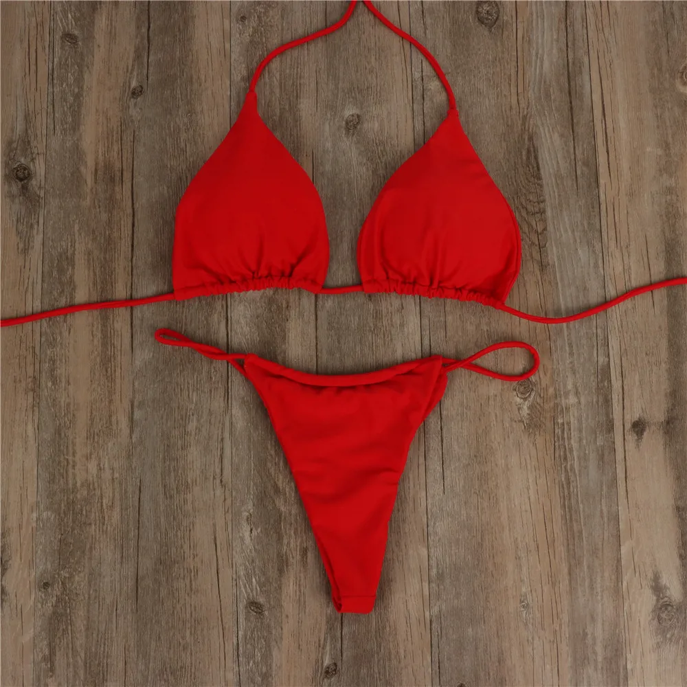 Europe and the United States new bikini belt sexy swimming suit Bikini split solid color women's swimsuit spot wholesale