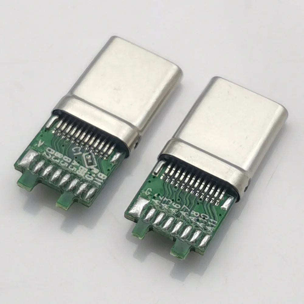 10 Pezzi Connettori USB Type-C Maschio E Femmina Con Cavo 22AWG 12V 3A Per Riparazioni Fai-Da-Te - 25cm, Nero - 2