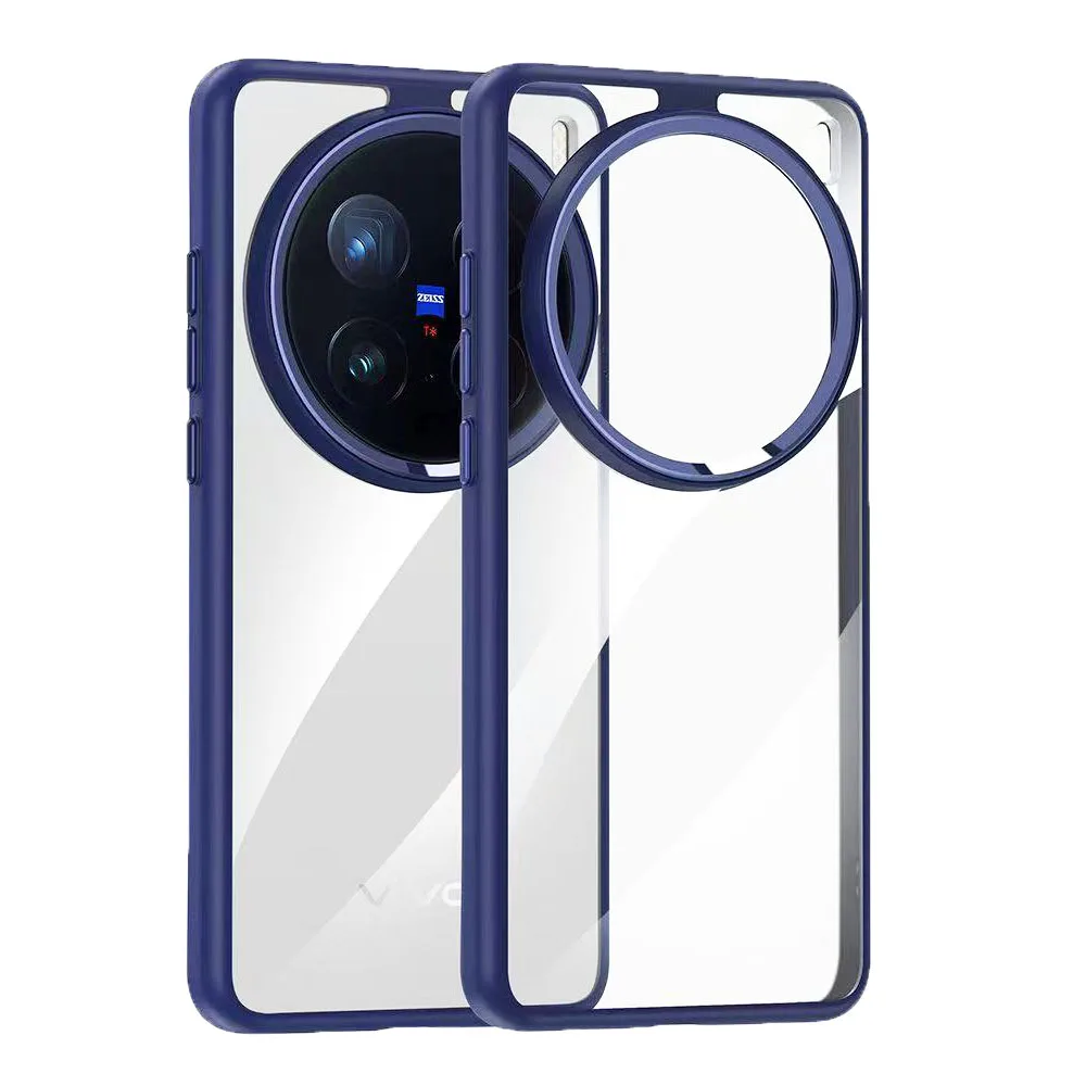 Luxury HD Transparent Shockproof Bumper Case with Clear PC+Metal Frame Protection Cover