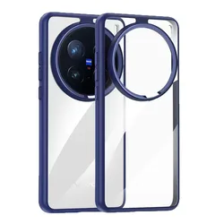 Luxury HD Transparent Shockproof Bumper Case with Clear PC+Metal Frame Protection Cover for VIVO X200 Pro (Dark Blue)