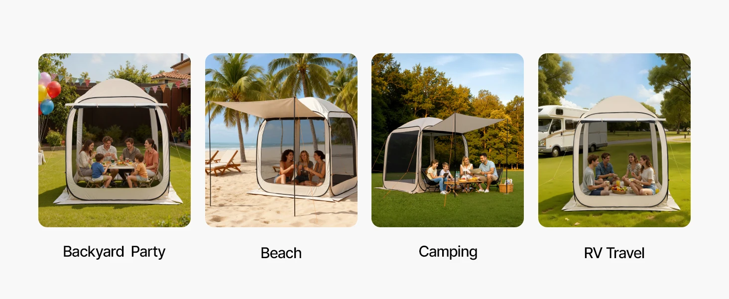 SucceBuy Screen House Tent Pop Up Screen Tent with Extended Awning Portable Screened with Carry Bag for Patio Backyard Outdoor