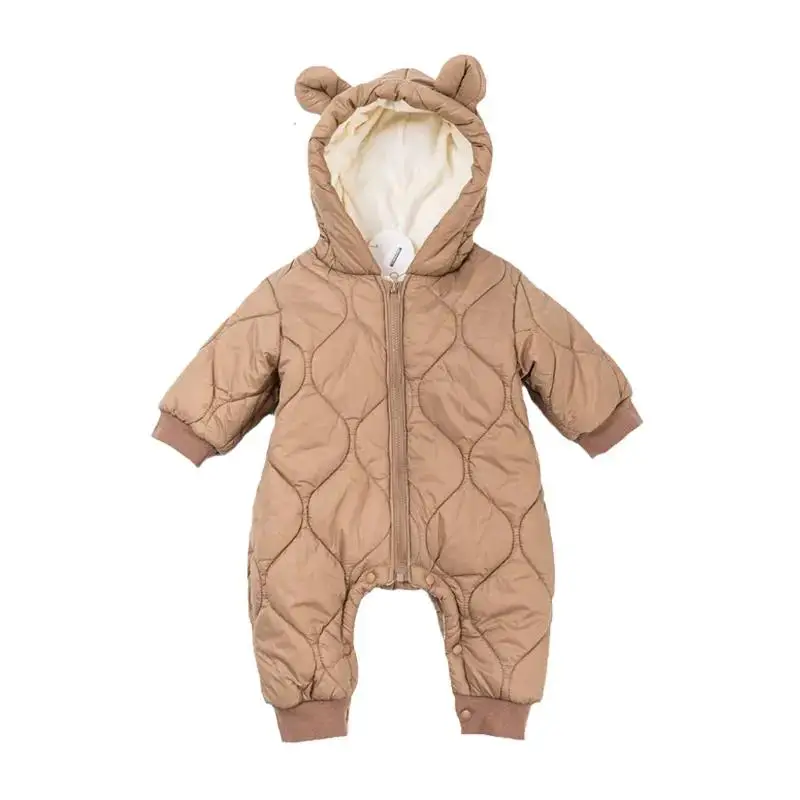Newborn Baby Romper Winter Thicken Cotton Jumpsuit Infant Onesie Fleece Lining Hooded Rompers for Boy Girl Clothes Kids Outfit 1