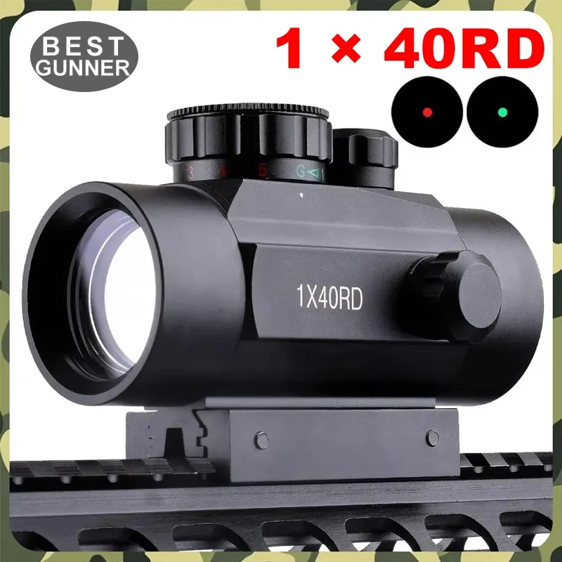 Tactical 1x40mm Reflex Red Green Dot Sight Riflescope With Battery And 11mm/20mm Weaver Picatinny Rail Mount for Outdoor Hunting red dot sight rifle scope