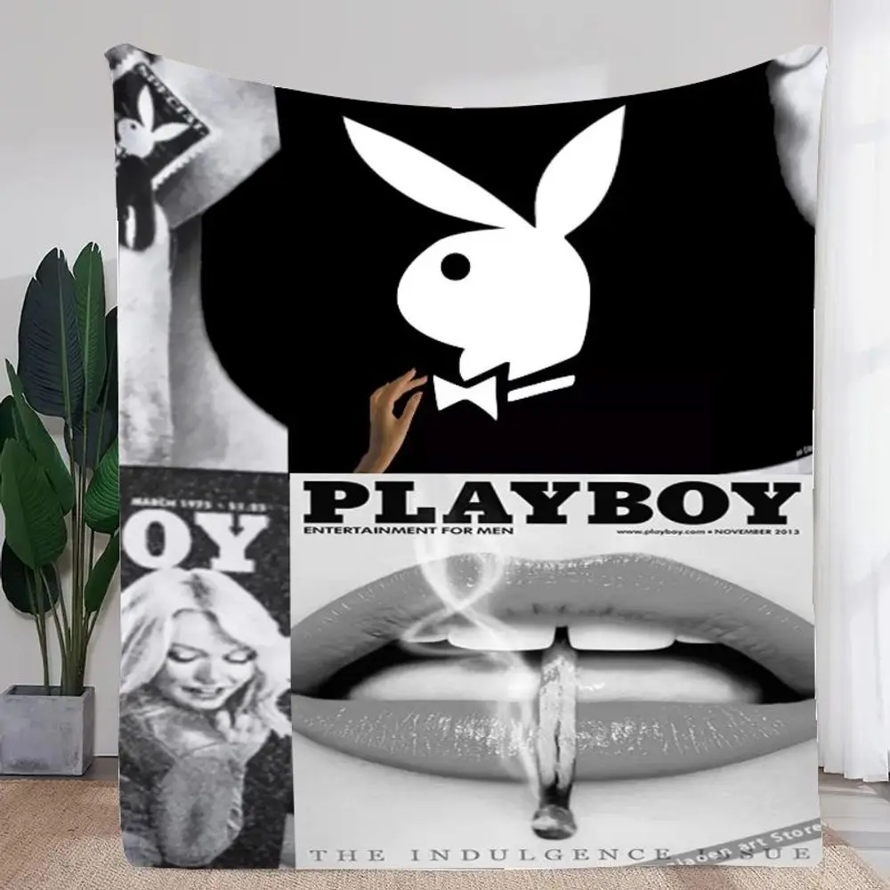 Playboy Bunny Logo Themed Blanket - Soft and Cozy Throw Blanket Featuring Iconic Playboy Graphics, Perfect for Cozy Nights, Livi