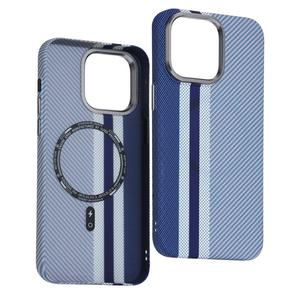 Carbon Color Grid Relief MagSafe Case with Hidden Magnet and Armor Shield Design