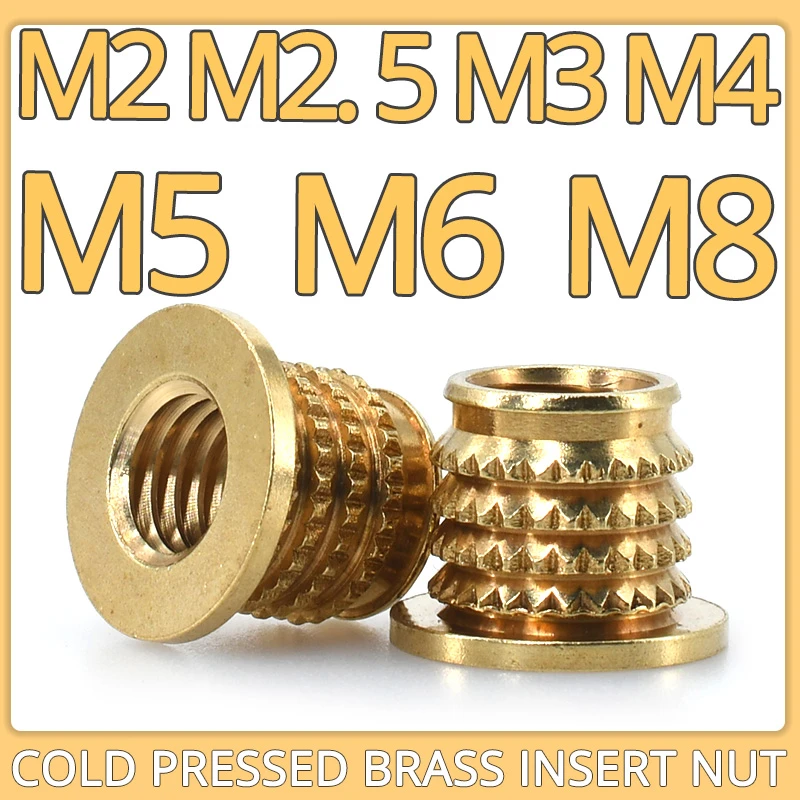 M2 M2.5 M3 M3.5 M4 M5 M6 M8 M10 Insert Nut Cold Pressed Brass Knurled