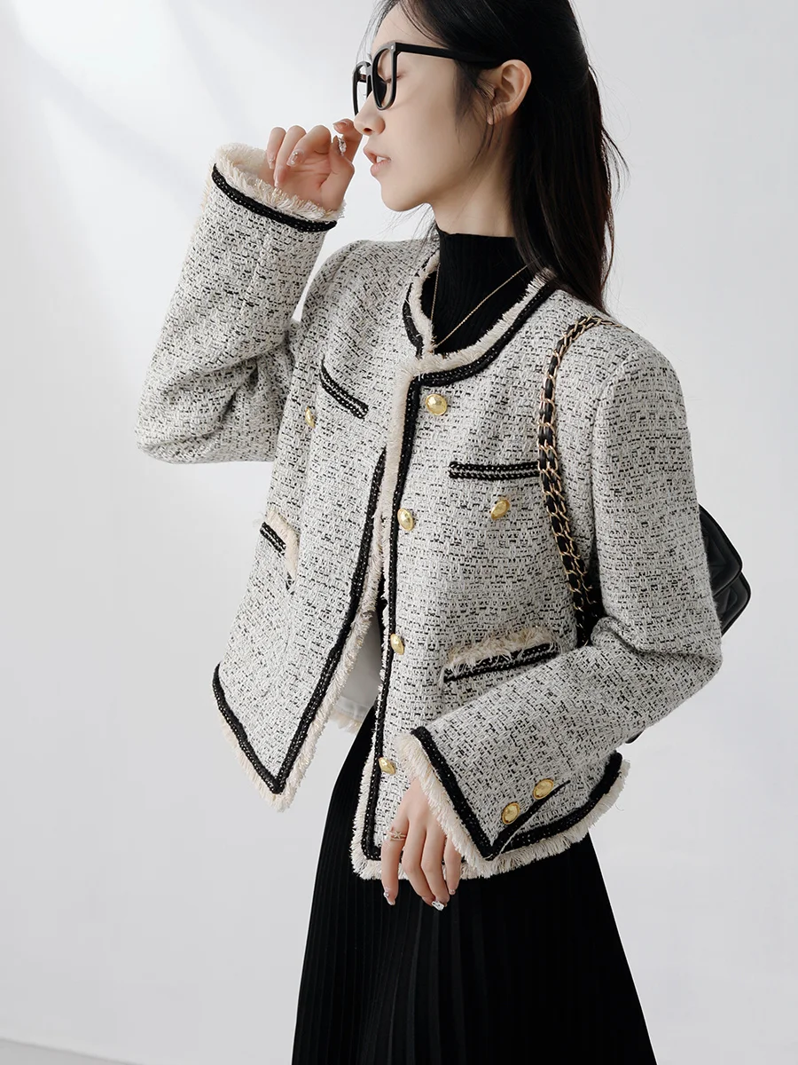 

French Small Fragrant Coat Women's Spring and Autumn High Grade Temperament Thick Tweed Short Top