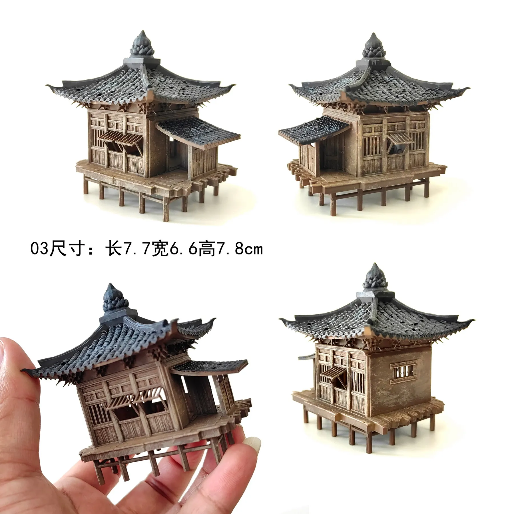 Miniatuur Landschap Mini Vis Tank Bonsai Bureau Decoratie Accessoires Rotstuin Paviljoen Antiek Architectonisch Interieur