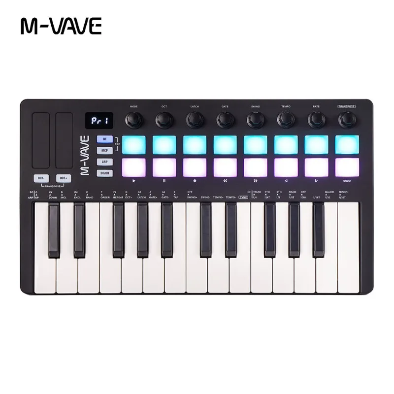 M-VAVE MIDI-Controller für Musikproduktion, verbesserte MIDI-Tastatur, tragbare wiederaufladbare Arranger-Tastatur, RGB-Pad-Tastatur, SMK-25II, weiß, eingebauter Akku M-VAVE MIDI-Controller für Musikproduktion, verbesserte MIDI-Tastatur, tragbare wiederaufladbare Arranger-Tastatur, RGB-Pad-Tastatur, SMK-25II, weiß, eingebauter Akku
