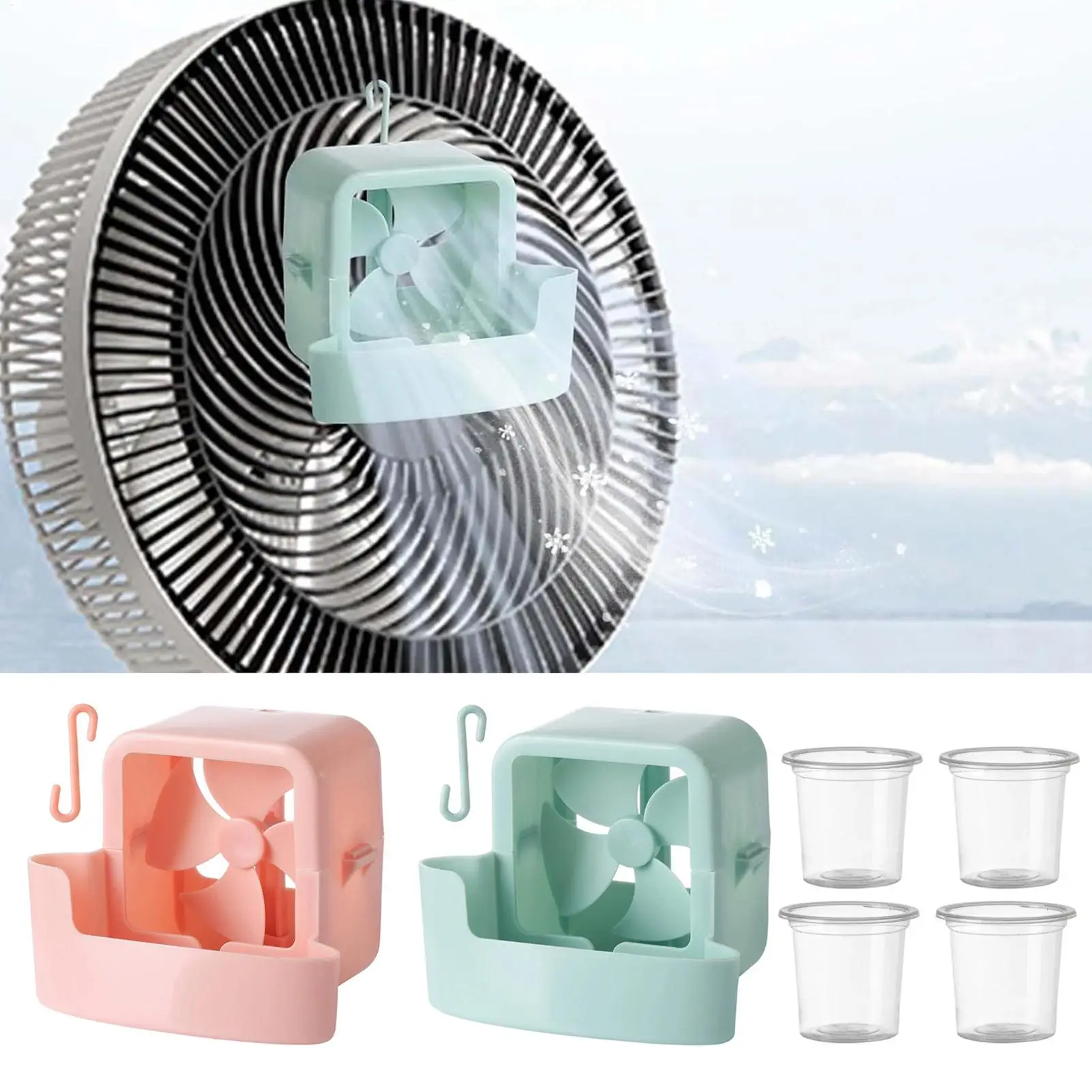 Adattatore per raffreddamento a nebulizzazione per ventilatore da pavimento, accessorio portatile per contenitore di ghiaccio, raffreddatore per box di raffreddamento rapido appendibile - Image 2