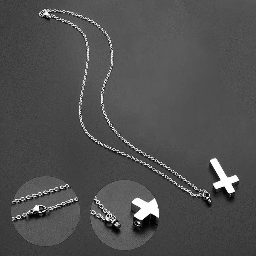 Urn Necklace for Ashe Stainless Steel Cremation Jewelry for Ashes Cross Ashes Necklace Memorial Cross Urn Men Women cremation jewelry
