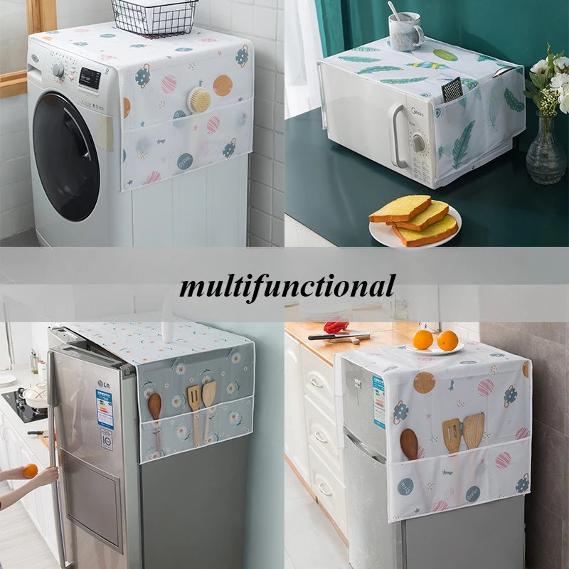 Refrigerator Dust Cover with Storage Bag Washable Printing Multi-purpose  Household Washing Machine Cabinet Dust Protection Cover - AliExpress